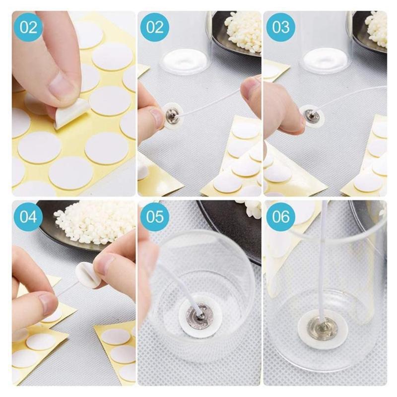 Zuverlässiger Kerzen-Docht-Aufkleber Einfache und effektive Dochtbefestigungen Unverzichtbares Werkzeug für die Kerzenherstellung  (Packung mit 20 Blatt)