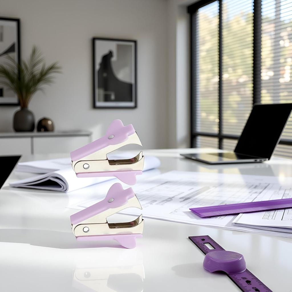 2Pcs Purple Stapler Puller, Stapler Removals Remover - Staple Puller Tool with Non-Slip Grip Wear-Resistant Supplies for Teachers, Students, and Home