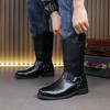 Men Retro Cowboy Boots Black Brown British Style Men High Top Boots Knight Boots Mid Top Boots Men Sizes 38-46 Men Shoes