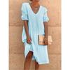 BITCED Fashion Summer Spring Solid Color Print Short Sleeve V-Neck Casual Dresses
