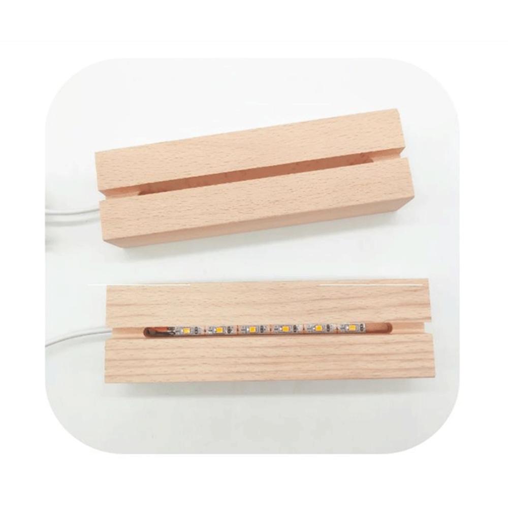 New Durable 2Pcs 3W Rectangle LED Light Display Base Wooden Stand Wood Night Lights