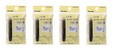 Kuretake Brush Pen Spare Ink with Set of 4 Header, 5-Pack, DAN105-99H,