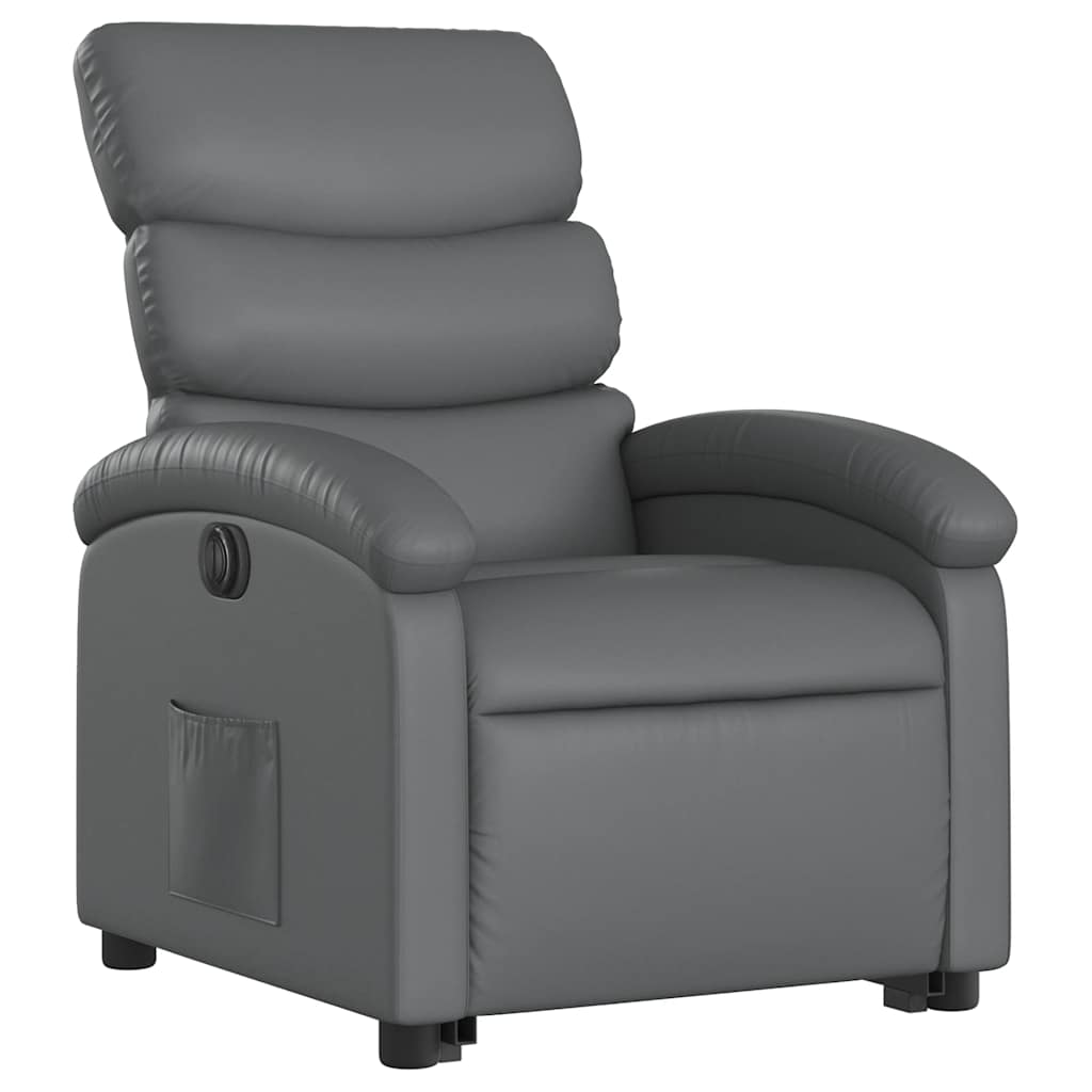 Electric Recliner Chair with Rising Function Gray Faux Leather