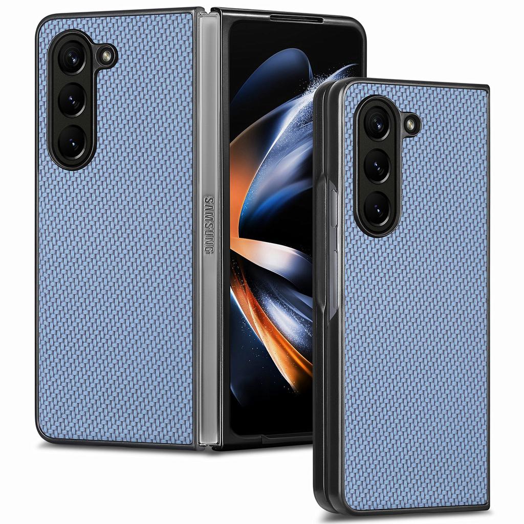 For Samsung Galaxy Z Fold6 5G Case Carbon Fiber Texture Leather Back Cover Anti-Slip