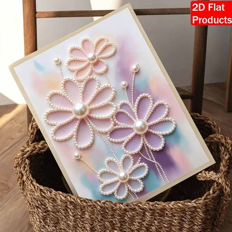 DIY Frameless Pearl Art Painting Kit Elegant Daisy Flower 3D Bead Canvas Handmade Craft for Adults Wall Decoration Gift