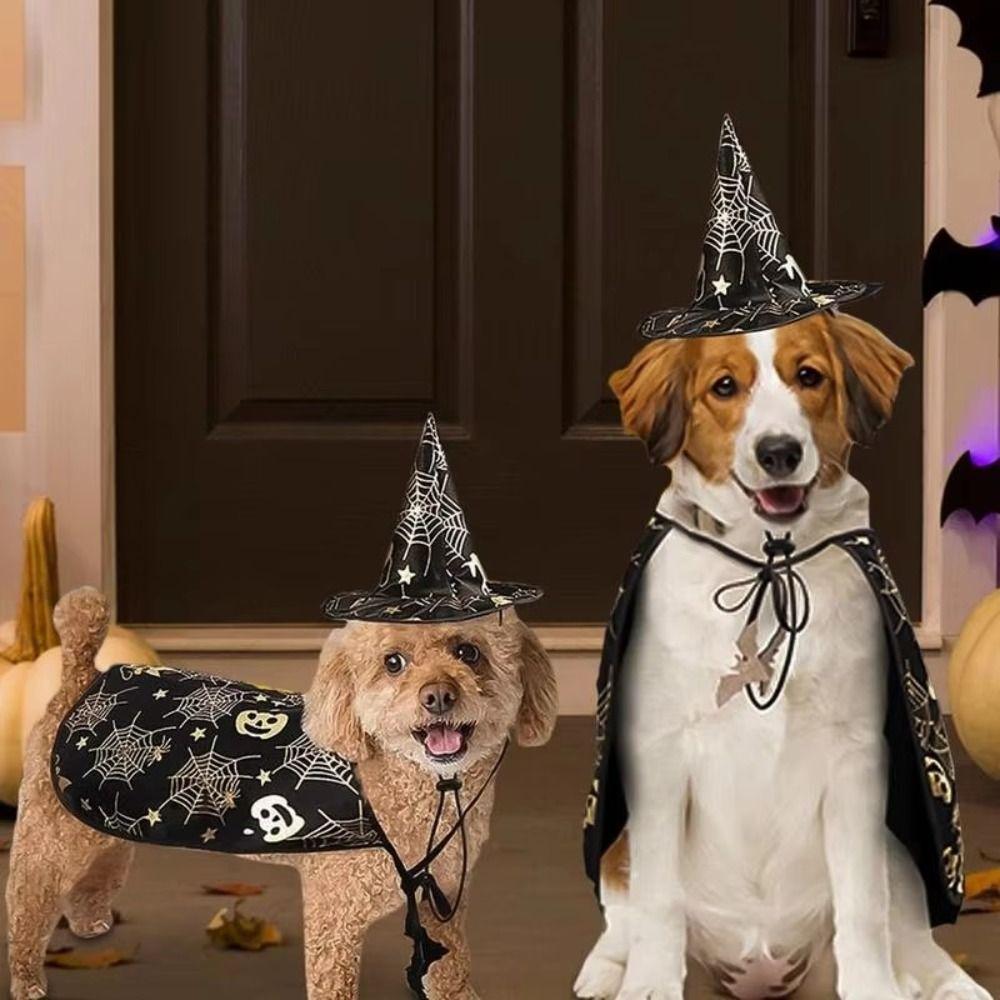 Pumpkin Halloween Dog Cloak Hat Adjustable Cats Cosplay Clothes Funny Halloween Pet Apparel Party