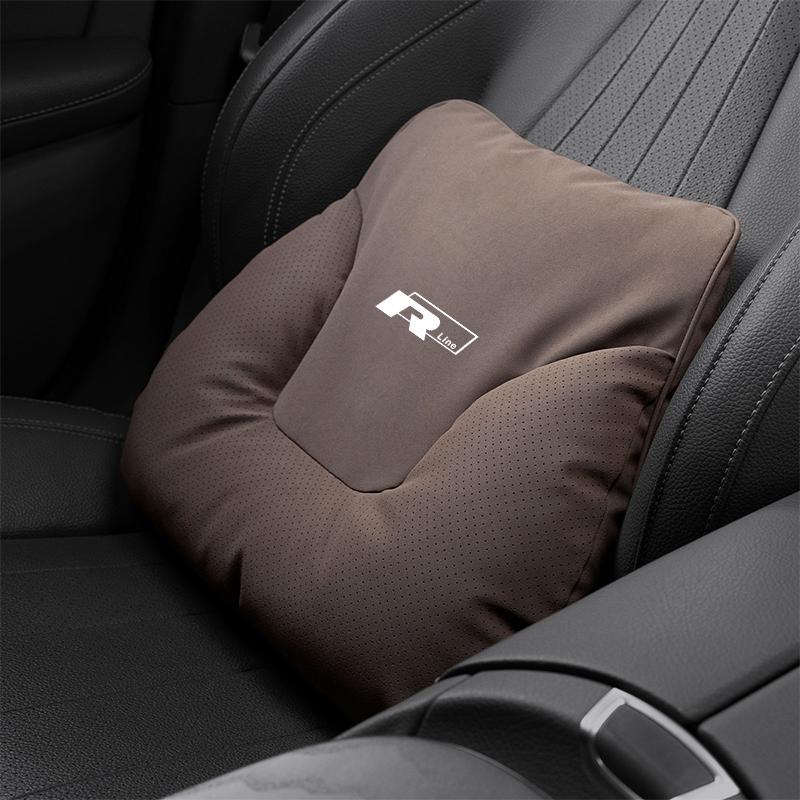 Car Seat Soft Headrest Suede Neck Pillow Waist Cushioning For VW GTI Polo Golf Passat MK678 Tiguan Arteon CC Taigo T-ROC Hub Cap
