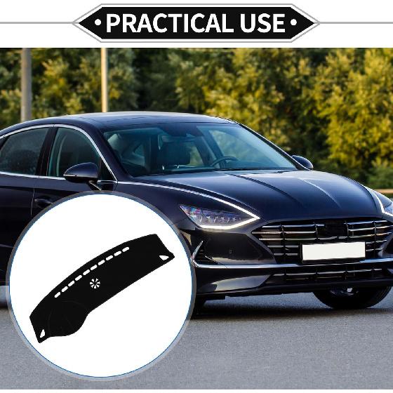 Dash Cover Compatible for Hyundai Azera 2006-2011, Non-Slip Dash Cover Mat Polyester Black Front Dash Cover Mat