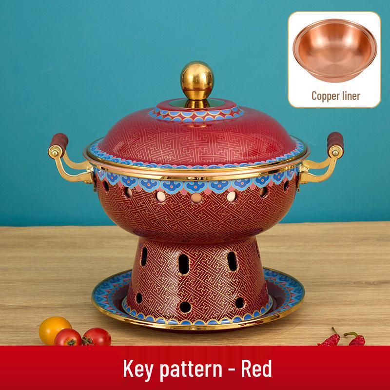 Cloisonné Pure Copper Personal Hotpot