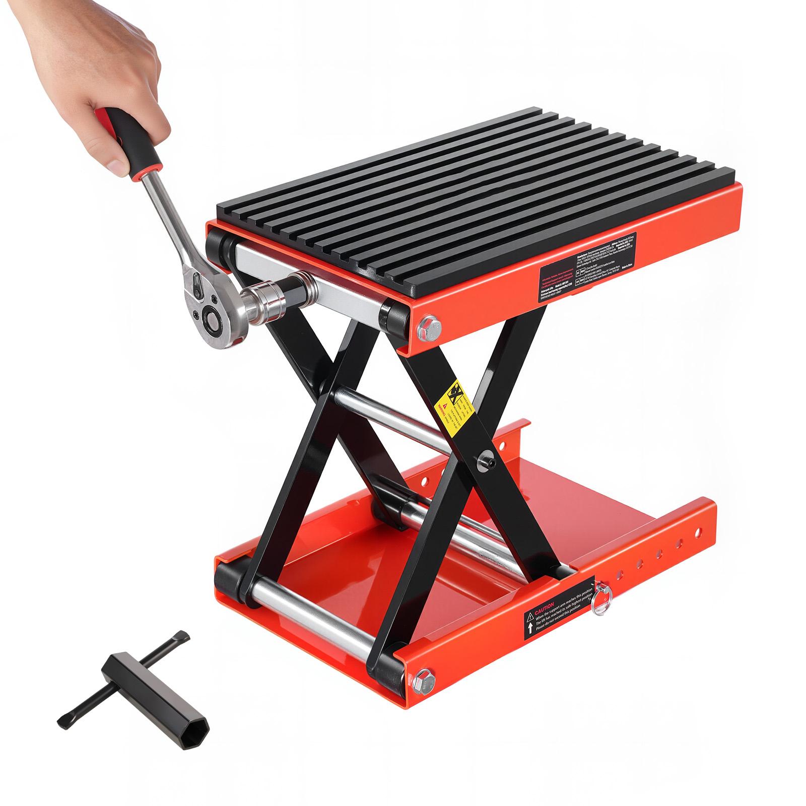 

SucceBuy 1200lbs Motorcycle Lift Wide Deck Motorcycle Scissor Jack Heavy Duty Steel Bike Repair Center Stand for ATV, Dirt Bikes
