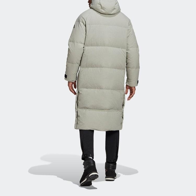 Adidas Solid Color Zip-Up Hooded Down Jacket Men Outerwear Grey FT2489