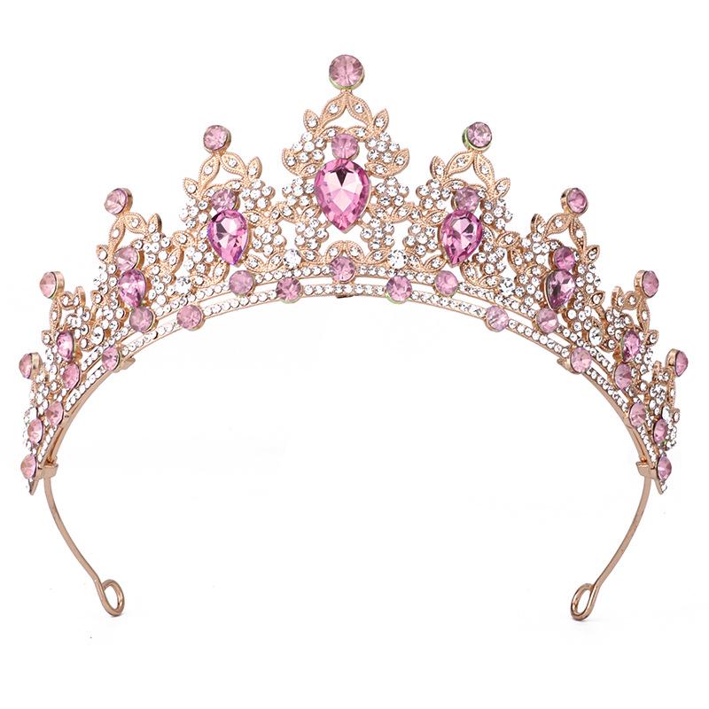 Royal Crystal Baroque Queen Crown Headband for Bride or Birthday