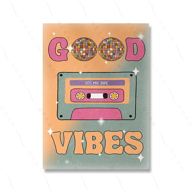 

70-е Цветочный Психоделический Диско Арт Плакат Мода Винтаж Оранжевая Бабочка Красочный Холст Картина Комната Домашний Декор Без Рамки 70x100cm No Framed