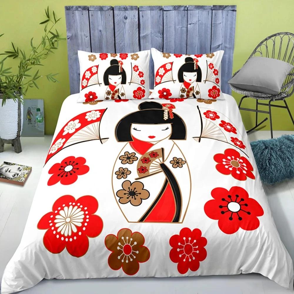 Maneki Duvet Cover Set,Japanese Lucky Cat Duvet Cover Neko Gold Coin Japanese Style Cute Bedding Set Cat Comforter Cover