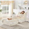Lazy sofa with backrest and footstool, soft teddy fur bean bag floor reading chair, comfortable for living room, bedroom, study, apartment, Beige