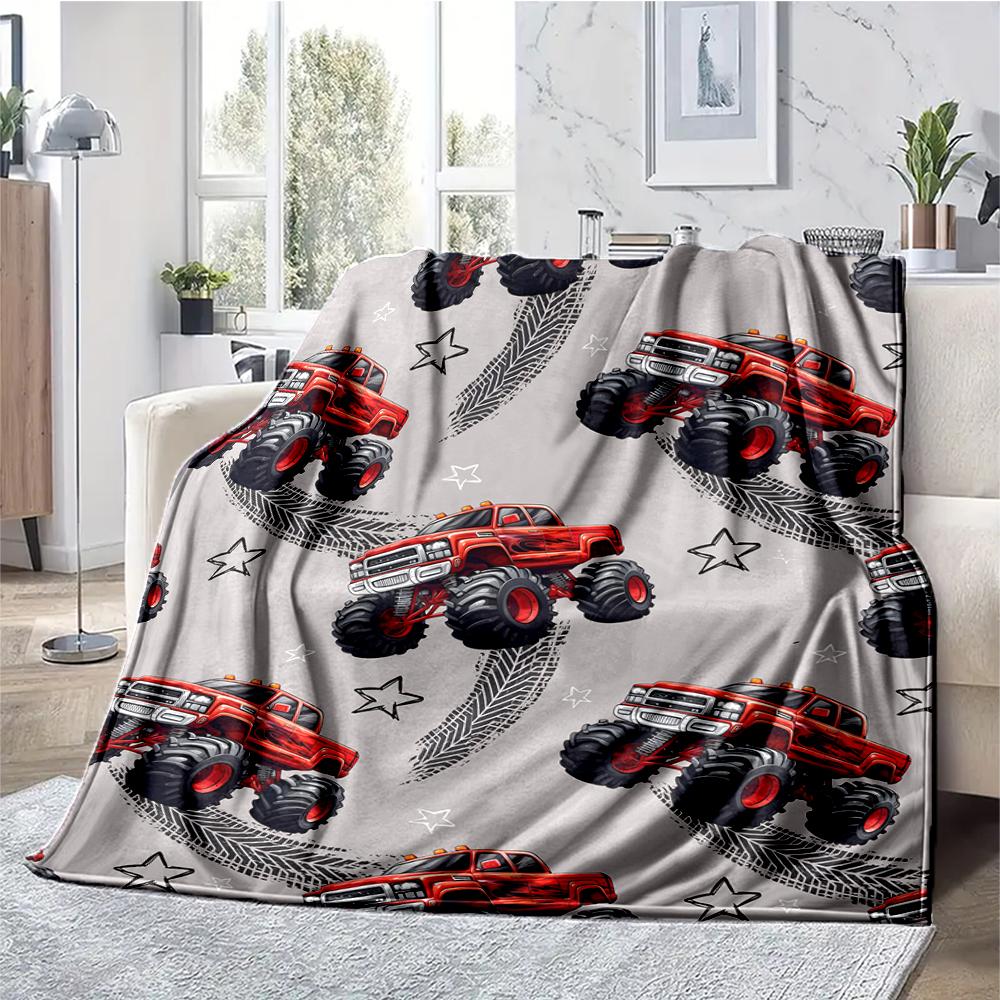 Truck Theme Printed Blanket - Perfect for Couch, Bed, Travel & Outdoor Use | Machine Washable, Cozy & Durable.