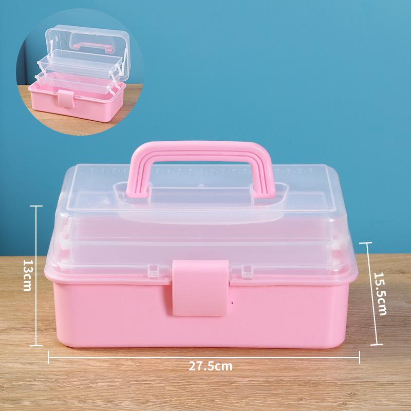 Składane Trójwarstwowe Przenośne Pudełko do Przechowywania, Duże Pojemnościowe Metalowe Pudełko na Narzędzia, Pudełko na Akcesoria do Zdobienia Paznokci, Pudełko do Przechowywania Artykułów Plastycznych i Akcesoriów