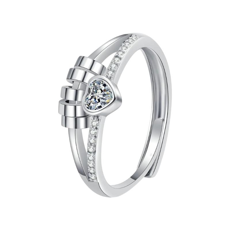 

Прочные латунные кольца от тревоги с позолоченными 14-каратным золотом дизайнами в виде сердец и вращающейся бусиной из кубического циркония, портативные для снятия стресса