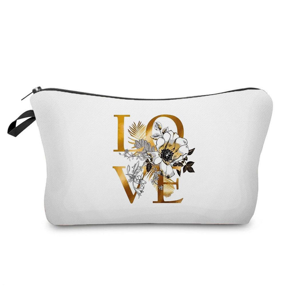 Women Love Print Cosmetic Bag Toiletries Organize Travel Storage Case  6385