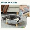 Removable Plush Sofa Bed for Dogs and Cats with Backrest, 47x40x20 Cm, Grey