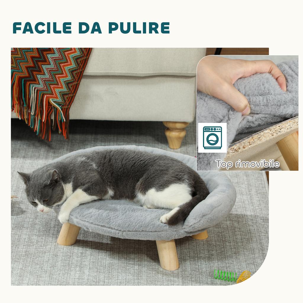 Removable Plush Sofa Bed for Dogs and Cats with Backrest, 47x40x20 Cm, Grey