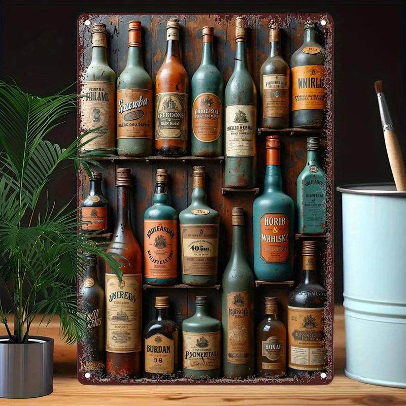 

High Definition Metal Tin Sign Vintage Whiskey Liquor Bottles Shelf Retro Bar Wall Art Decor for Pub Man Cave Rustic Alcohol I 20x30cm（7.8x11.8inch）