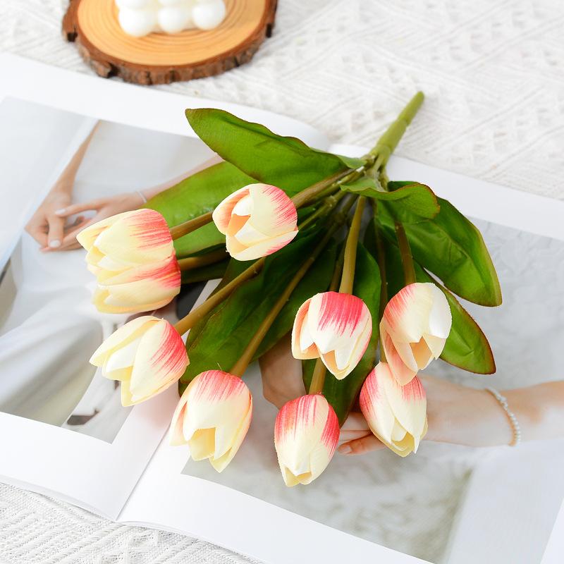 Tulip Simulation Flower Ome Living Room Offee Table Decoration Floral Arrangement Flower Tulip Bundle Garden Greening Project