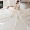 Heavy industry wedding dress bride   new main dress texture large size pregnant woman small fat mV neck long sleeve wedding dress