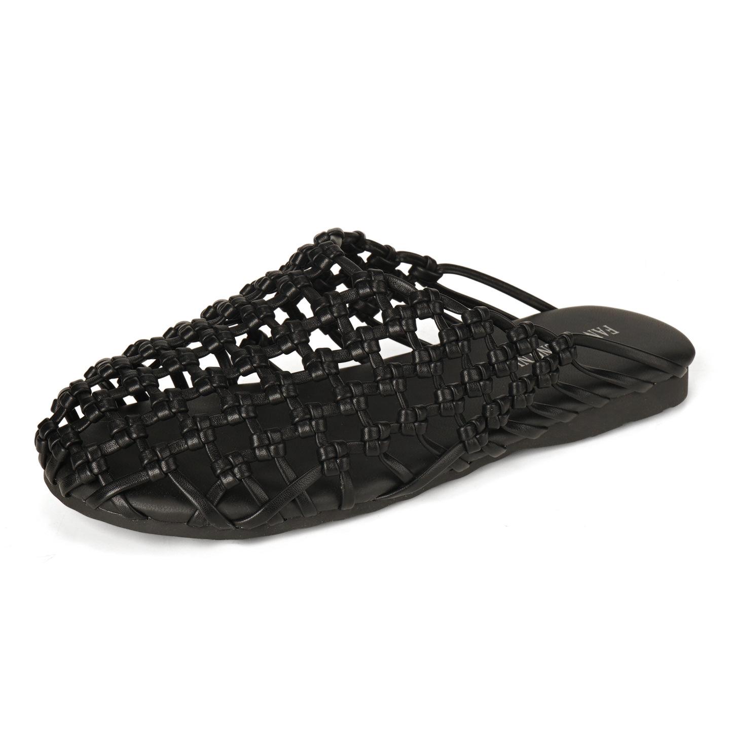 9197-1 Woven Hollow Bag Head Slippers