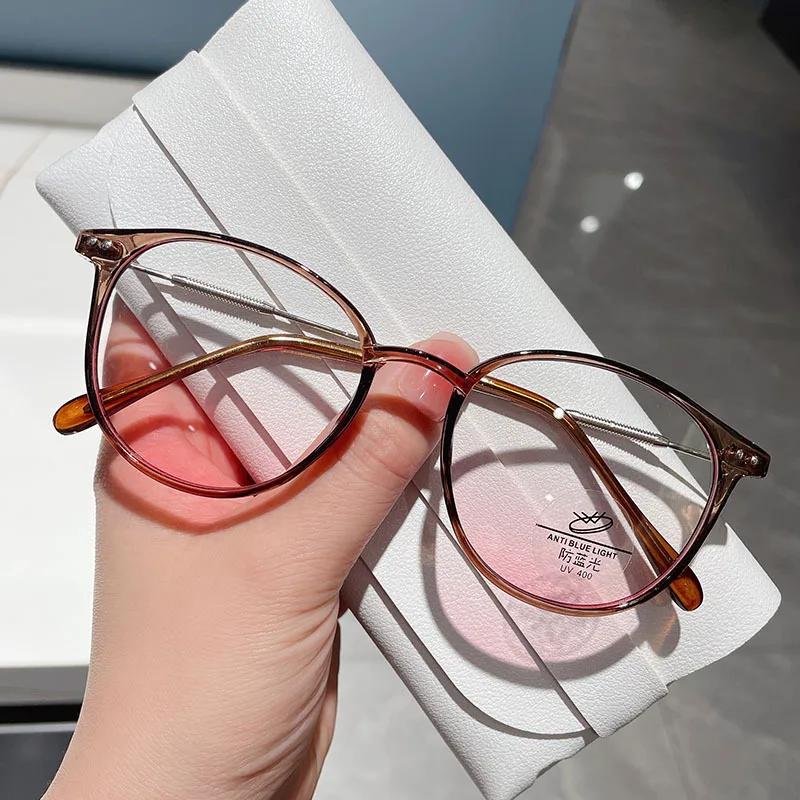 

Модные градиентные очки для близорукости для мужчин и женщин, очки для чтения с защитой от синего луча, очки в круглой оправе, оптические очки с диоптриями от 0 до -4,0 -2