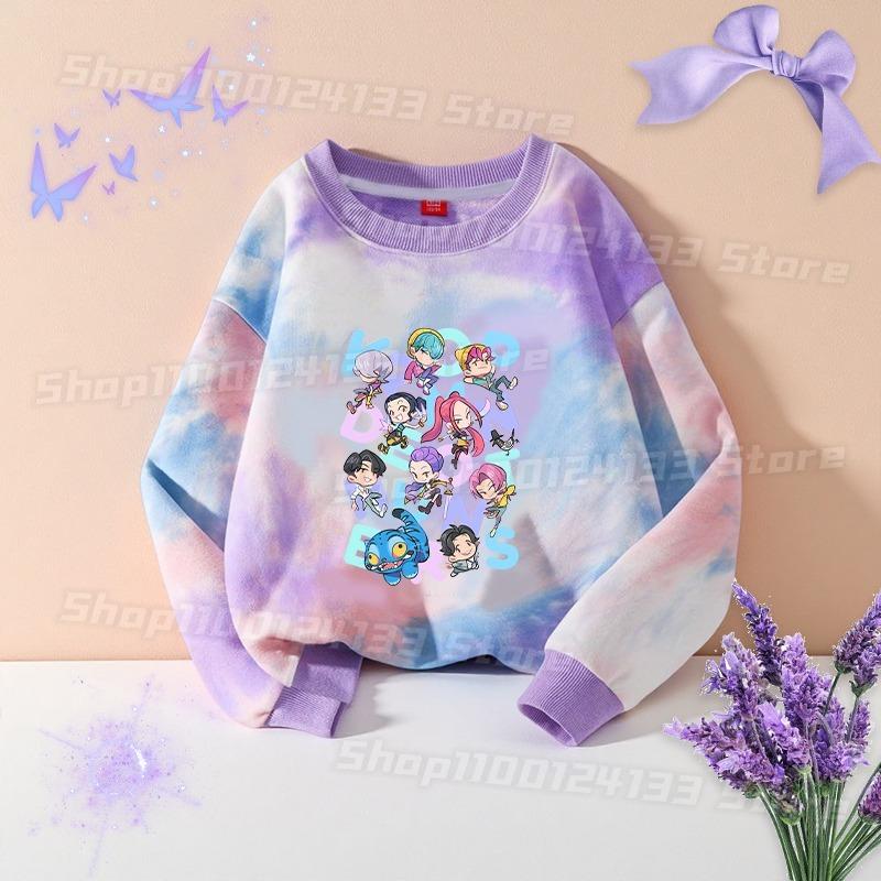 Spring And Autumn Demon Hunter Streetwear T Shirt Girl Cute Anime Print Kid Game Y2K Kawaii Tie-dye Women's Outdoor Pullover Long Sleeve Top Clothes