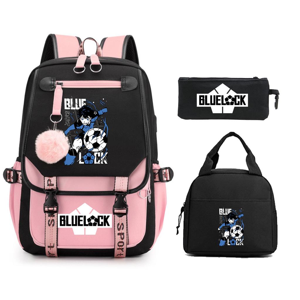 Peripheral Printed Backpack Leisure Student School Bag Pencil Bag Lunch Bag Set