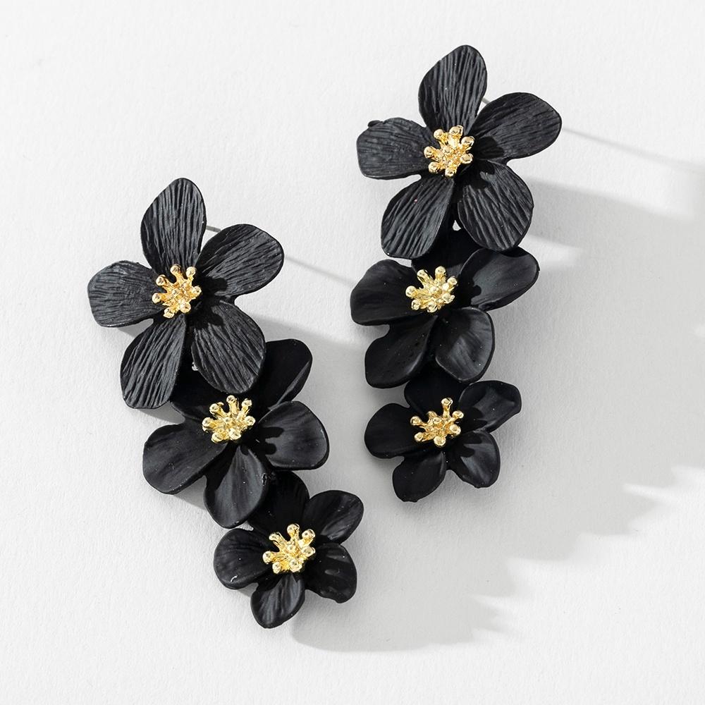 

Pinkdudu Модные цветочные серьги-подвески с распылителем, новые многослойные серьги-подвески из сплава для женщинPD576 чёрный