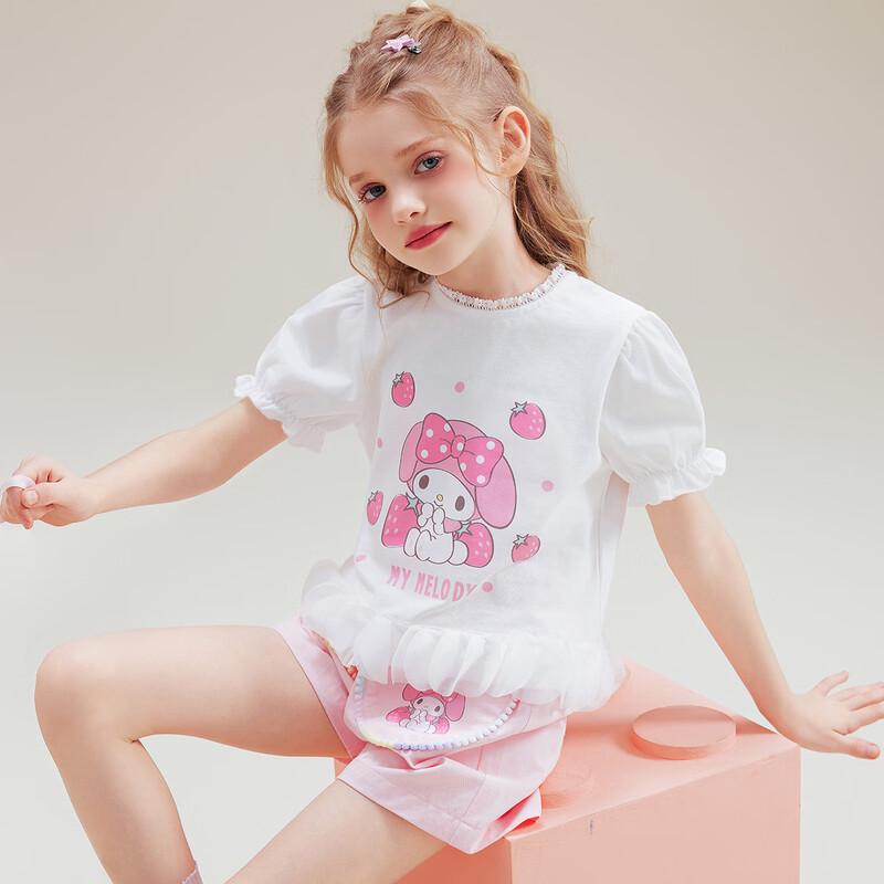 Hello Kitty Melody Cartoon Girls  Summer T-shirt & Shorts Set 130