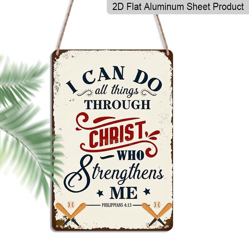 2D Flat 1pc Baseball Christian Quote Metal Sign 7.87x11.81inch - Aluminum Baseball Themed Inspirational Decor for Home, Garage, Man Cave, Sports Room 20*30cm