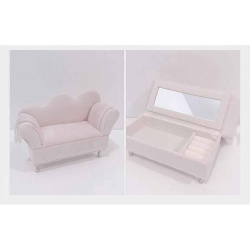 Schmuckschatulle in Sofaform, wunderschönes Schmucketui, Schmuckaufbewahrungsorganisator, Plüschstruktur zur modischen Schmuckaufbewahrung