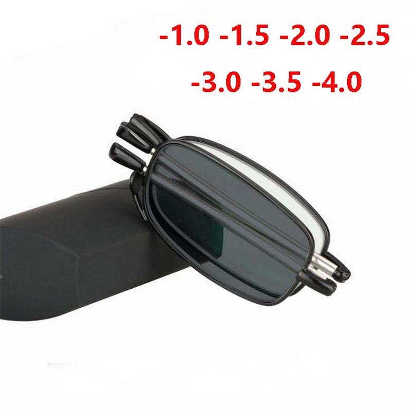 Mini Folding Myopia Photochromic Eyeglasses Men Women Metak Square Short-Sighted Eyewear  De Grau 0 -50 -75 -100 To -4.0