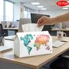 2D Flat, 1pc Tissue Box, Printed On Both Sides, Tissue Box Featuring a Vibrant World Map Design, Perfect for Decorative Storage During Holidays. Suita