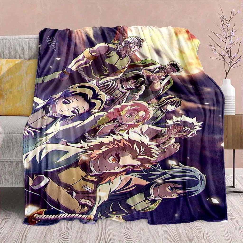 Demon Slayer Anime Flanelldecke - Weich Warm Perfekt für Sofa, Bettwäsche Camping Reise Büro Heimdekor -QJY