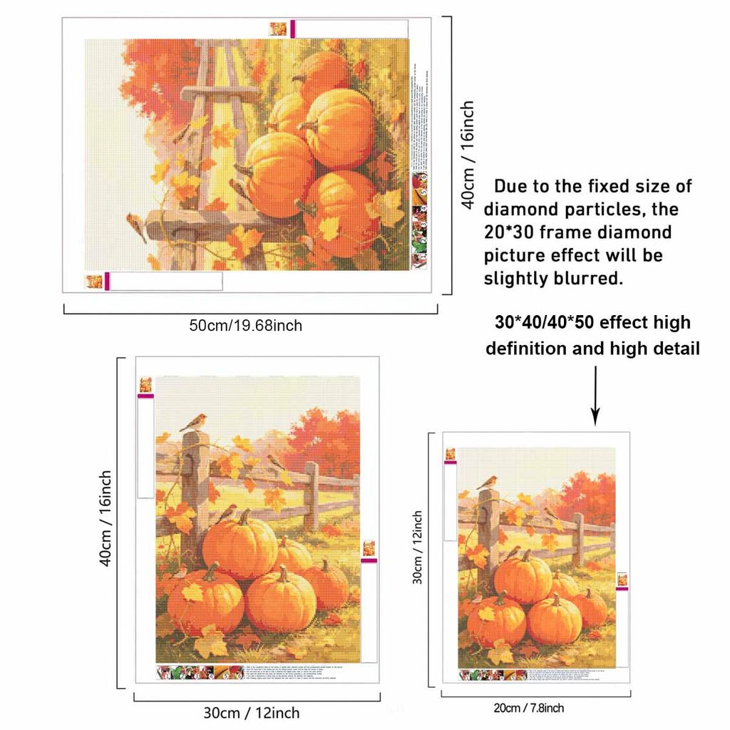 5D Diamond Art Painting Kit Autumn Pumpkins and Birds Full Drill Rhinestone Canvas Creative Craft for Home Decoration