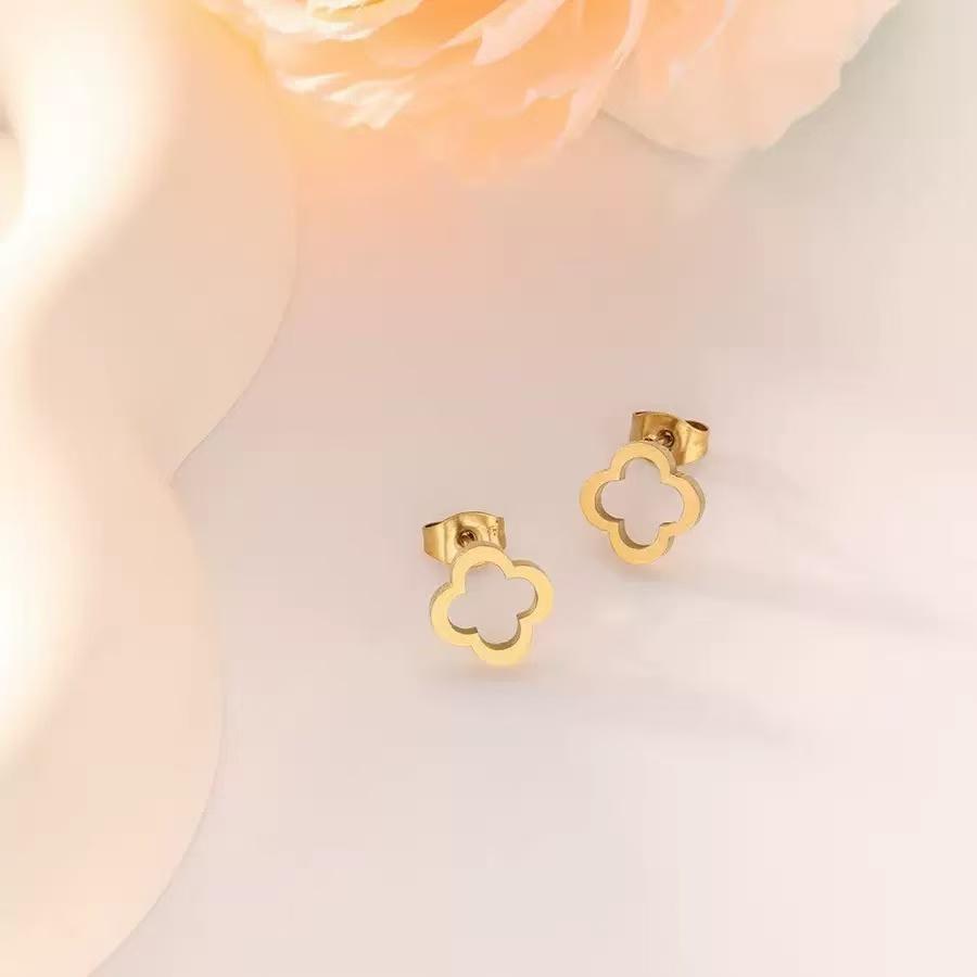 3PCS diamond studded clover fashionable versatile earring necklace bracelet set, the best birthday gift, Valentine's Day gift
