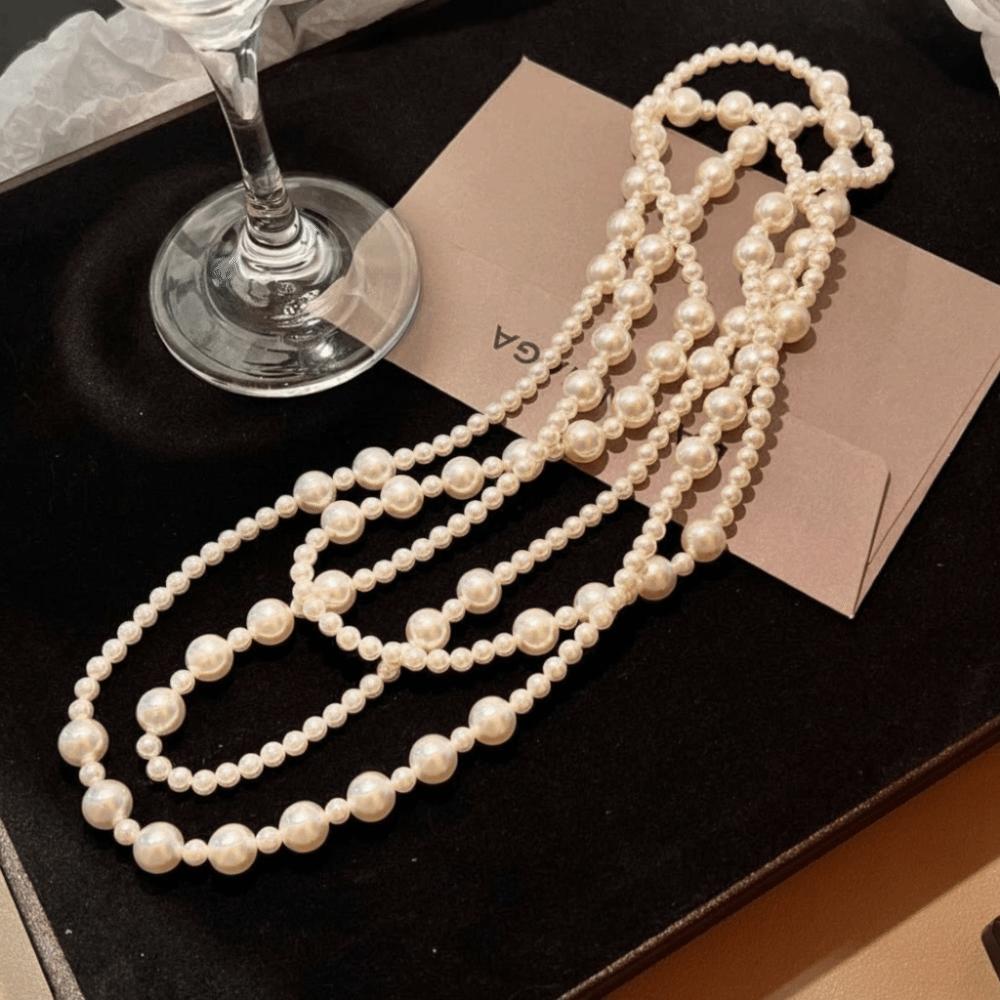 Long Length Pearl Necklace Simulated Pearl Women's Necklace Sweet Long Necklace  Formal Occasions