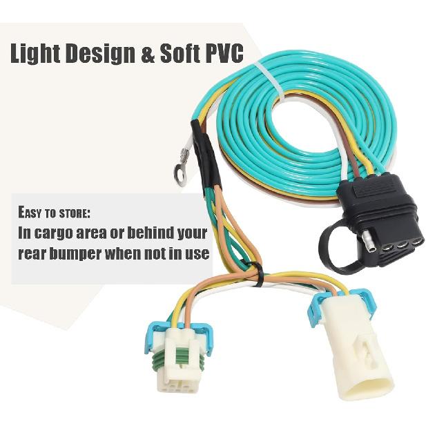 MECMO 4 Way Flat Trailer Wiring Harness For 1998-2004 Chevy S-10/GMC Sonoma & 1998-2000 Isuzu Hombre, Plug-In Simple -Fit T-Connector 4 Pin Trailer