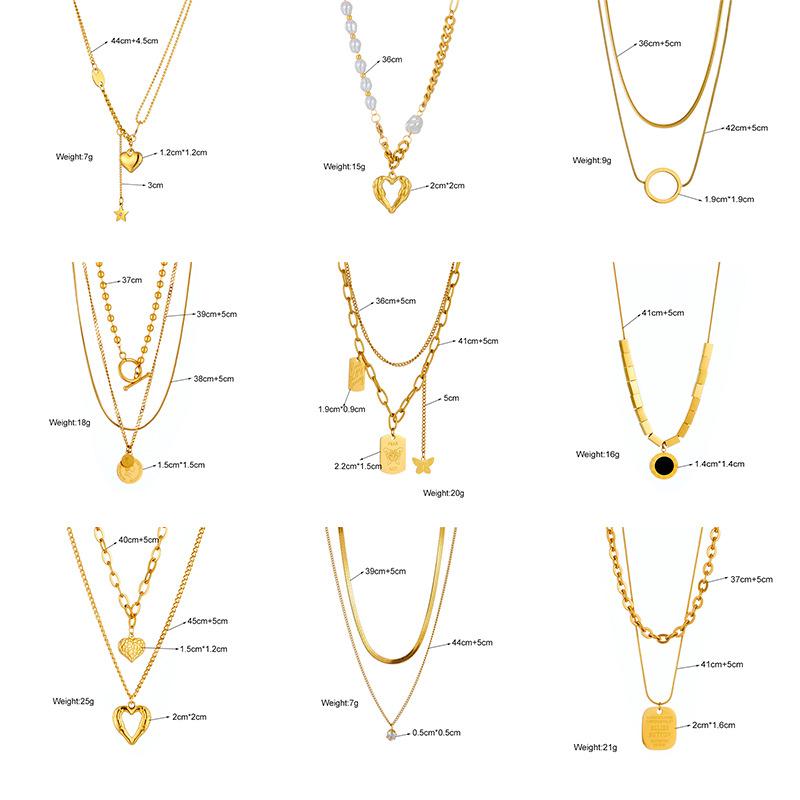 Asymmetrical Heart Pearl Pendant Layered Chain Necklace Multi Strand Design Fashion Accessory Luxury