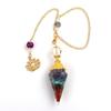 Antique Silver Seven Chakra Crystal Resin Pendulum with Semi-Precious Chips Pendant