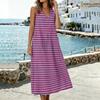 Fashionable Women's U-neck Sleeveless Pocket Slit Vest Cotton Linen Dress
