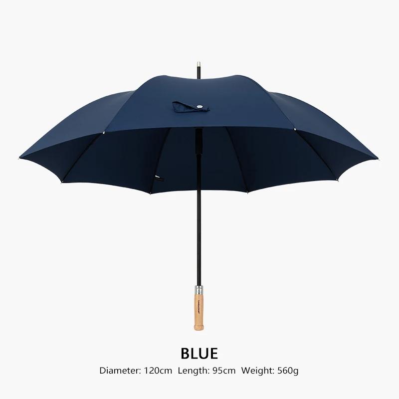 

Большой длинный зонт для мужчин, роскошный зонт с деревянной ручкой, ветрозащитный, прочный, уличный, автоматический, большие зонты для гольфа синий