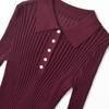 Kaslead New Arrival Women's Clothing Fashion Style Fashion Rib Knitting Slim Long Sleeve Top 9598124