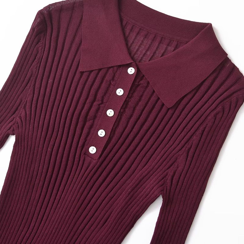 Kaslead New Arrival Women's Clothing Fashion Style Fashion Rib Knitting Slim Long Sleeve Top 9598124