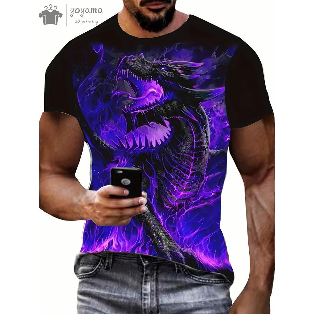 

Одежда с принтом дракона Мужская Забавная мужская летняя одежда Футболка мужская с коротким рукавом Футболка с графикой дракона Персонализированная футболка XL